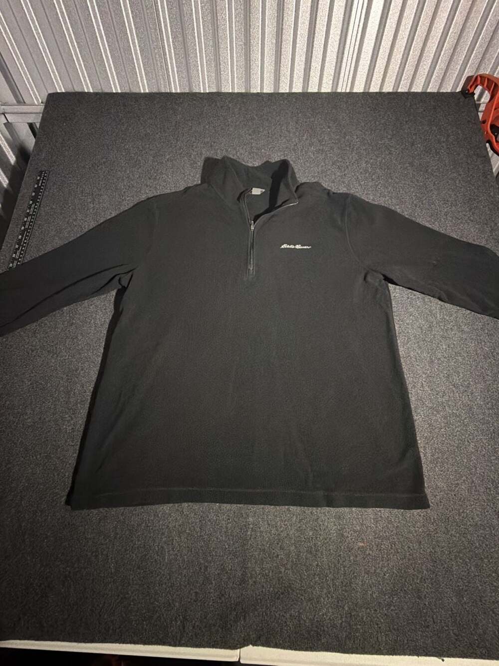 Eddie Bauer Men's Black Quarter-Zip Fleece Pullover Jacket Tall Large TL